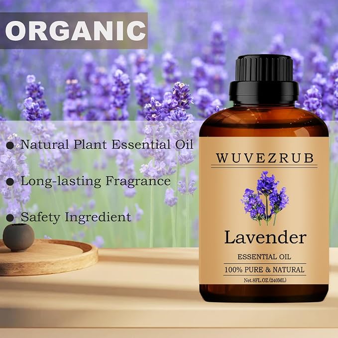 Lavender Essential Oils, 240ML Pure and Natural Essential Oil for Aromatherapy Diffuser - Lavender /8 Fl Oz