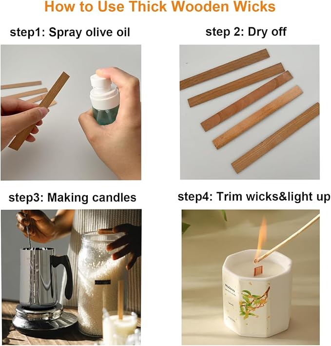 Wooden Candle Wicks with Wick Trimmer Cutter Crackling Candle Wicks kit 5.1 X 0.5 Inch Natural Candle Wood Wicks with Stand Candle Cores for DIY Candle Making Craft