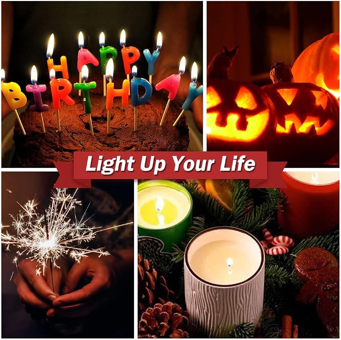Candle Lighter, Electric USB Rechargeable, Arc Plasma Electronic Windproof Flameless Long Lighter with Safety Switch Hook for Kitchen, Black & Black