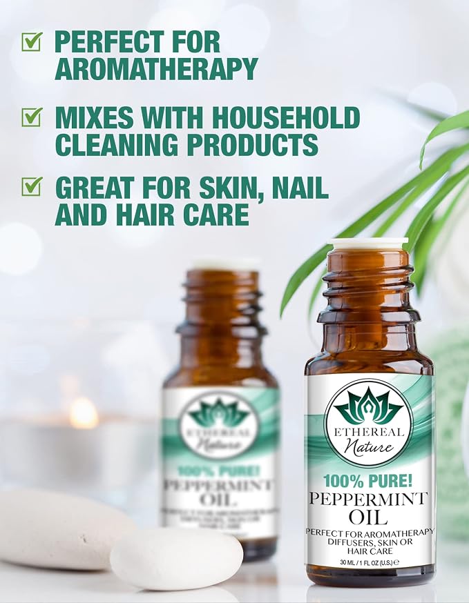 Ethereal Nature 100% Pure Oil, Peppermint, 1.01 Fluid Ounce