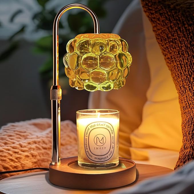 Candle Warmer Lamp with Timer Adjustable - Height Candle Warmer, Dimmer, Vintage Glass Wax Melting Lamps for Home Decor, for Candles in Jars with 2 Bulbs