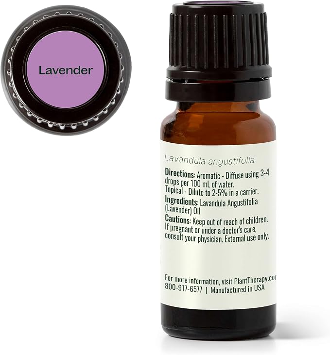 Plant Therapy Lavender Essential Oil 100% Pure, Undiluted, Therapeutic Grade, Aromatherapy Diffuser for Relaxation and Body Care, Healthy Skin and Hair, 10 mL (1/3 oz)