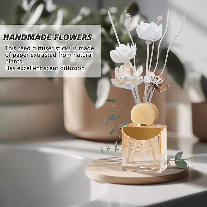 Flowers Reed Diffuser Sticks Set, Scent Diffuser Stick, Fake Dried Flowers Fragrance Oil Reed Diffuser Sticks for Bathroom Shelf, Office, Home Kitchen Decor (Bottle Not Included)