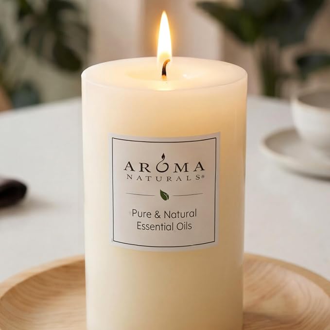 Aroma Naturals Orange, Clove and Cinnamon Essential Oil Scented Pillar Candle, Peace Pearl, 2.5 inch x 4 inch