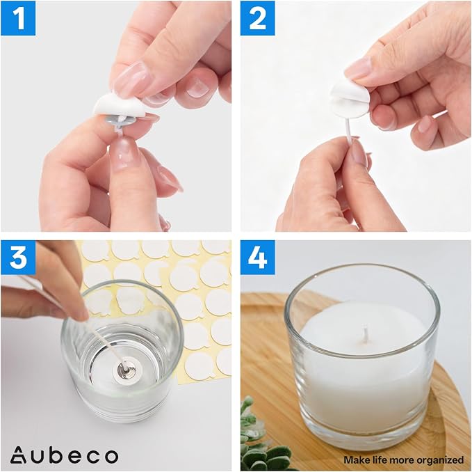 4000PCS Candle Wicks for Candle Making, Candle Wick Stickers, Heat Resistance Double-Sided Stickers with The Little Tail, Stickers for Candle Making