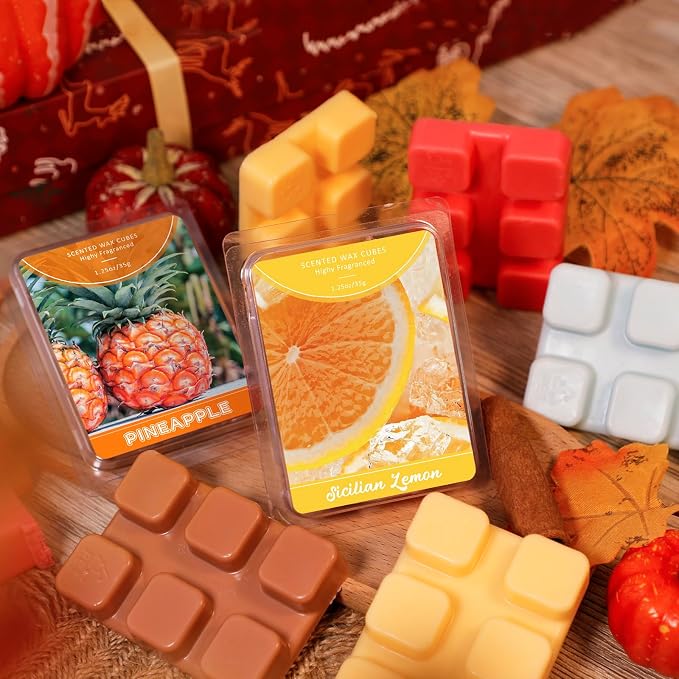 STRN Wax Melts Soy Wax Cubes 4 Pack Sicilian Lemon Scented, Long-Lasting Fragrance Scented Wax Cubes for Warmers Natural Soy Wax for Candle Wax Melts (4 x 1.25oz)