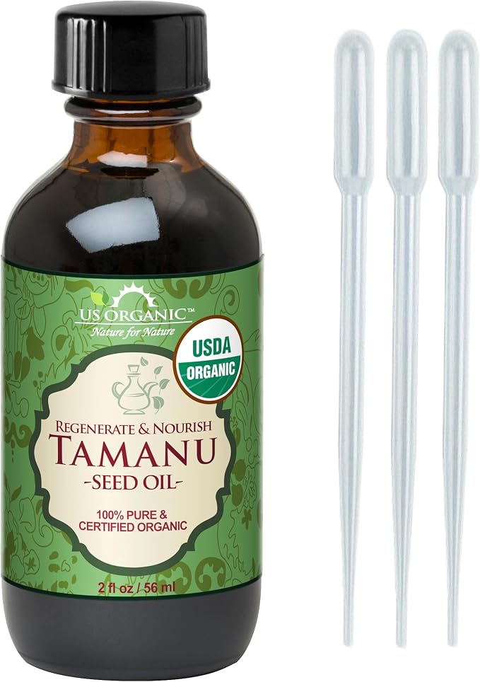 US Organic Tamanu Oil, USDA Certified Organic, 100% Pure Virgin Cold Pressed Unrefined, Dark Green Color, Sourced from Southeast Asia_Improved cap_2oz (56 ml)
