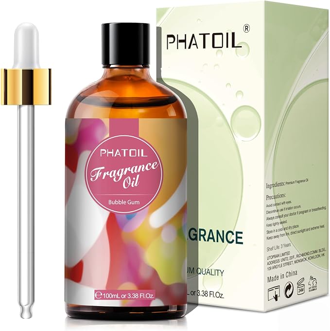 PHATOIL 3.38FL.OZ Bubble Gum Fragrance Oils for Aromatherapy, Essential Oils for Diffusers for Home, Perfect for Diffuser, DIY Candle and Soap Making, DIY Scented Products - 100ml