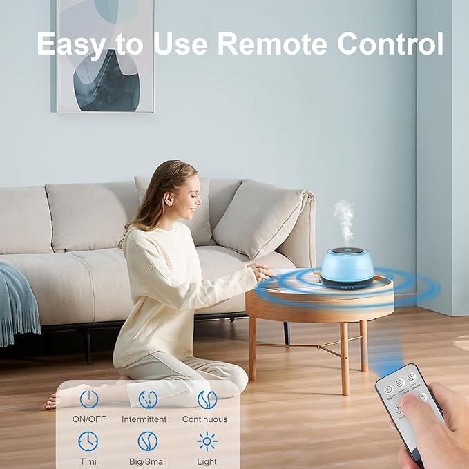 Marchred 300ML Essential Oil Diffuser - 8-Hour Aromatherapy with Remote Control, 7-Color LED Lights, 4 Timer Settings for Home
