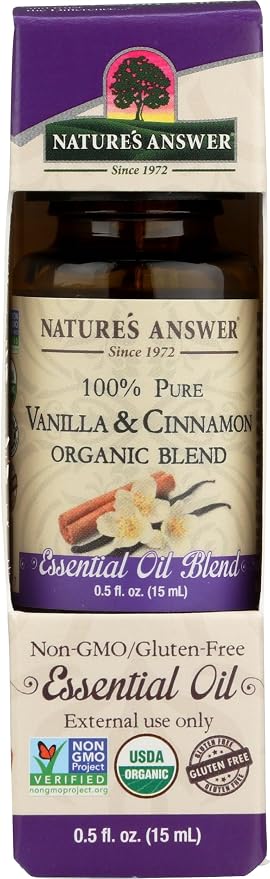 Nature's Answer 100% Pure Organic Essential Oil Blend, 0.5-Ounce, Vanilla/Cinnamon