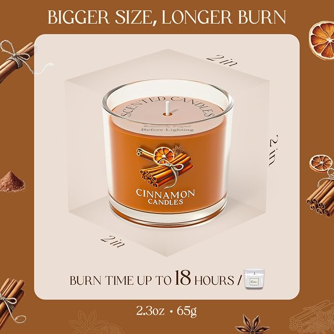 CHILLFLAME Cinnamon Candle, Scented Candles Gifts for Women, Candles Gift Set for Her, 6 Scented Votive Candles, Birthday Gifts for Women/Men (Orange, 14 oz)