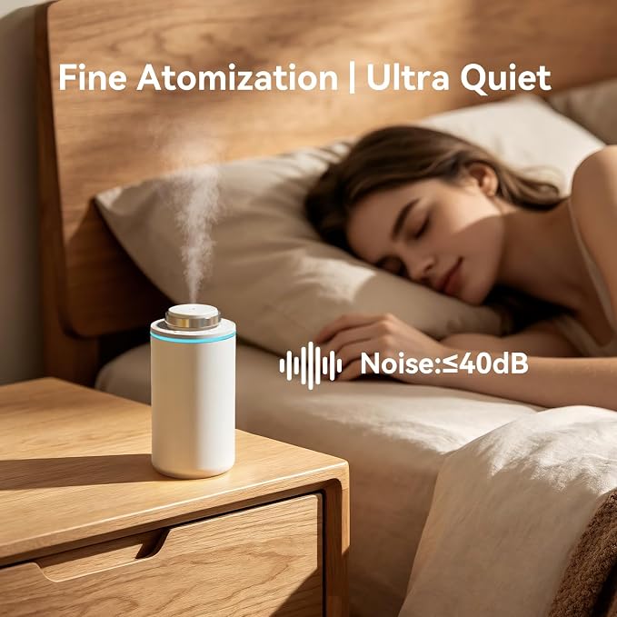 Home Scent Diffuser,Smart Waterless Oil Diffuser,15ml Portable Fragrance Machine with 3 Mist Modes & Timers,Dual Color LED Light,Compact Battery Operated Diffuser for Bedroom,Bathroom,Desk,White