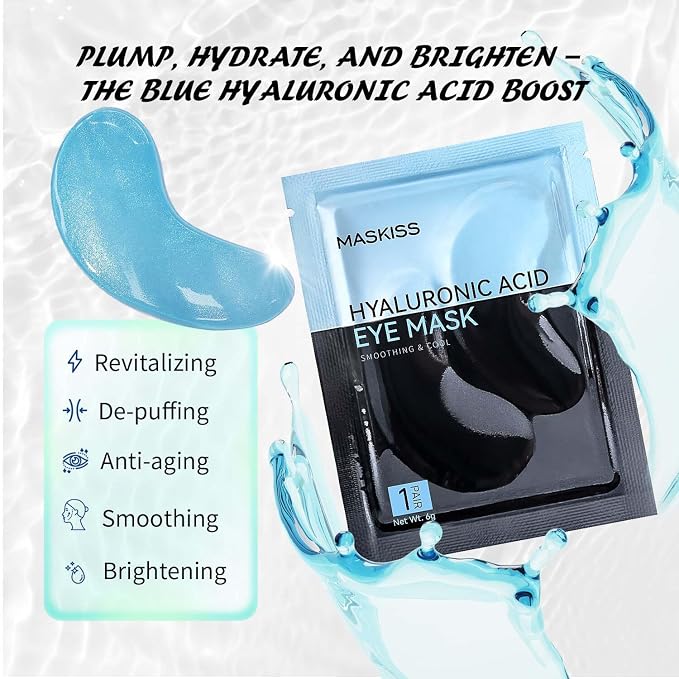 Maskiss Under Eye Patches (50 Pairs), Hyaluronic Acid Eye Masks for Dark Circles Puffy Eyes Undereye Bags, Collagen Eye Patches for Wrinkles and Hydrate, Skin Care Gift for Her