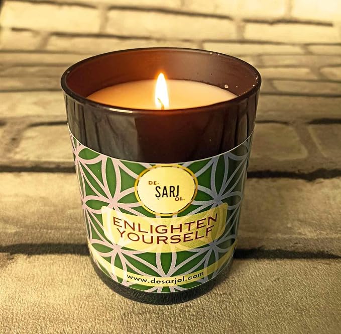 Handmade Glass Ottoman Organic Bath Soap Scent Glass Candle 14oz 100 Hour Long-Burning, Highly Scented, Natural Beeswax & Essential Oils Candle for Home, Stress Relief & Aromatherapy (Purple)