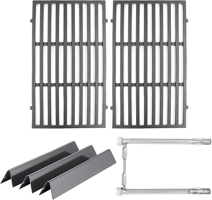 Hongso Spirit E-210 Replacement Parts for Weber Spirit 200 Series E210 S210 E215 S215 220, II GS4 E-210 E-220 Grill (Front-Mounted Control), 17.5" Grill Grates, 15.3" Flavorizer Bars, 18" Burner Tubes