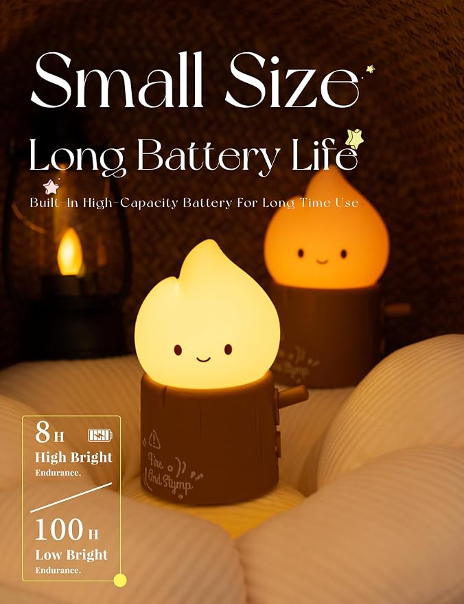 WANIDEA Flameless Candles Lamp, Cute Night Light,Torch Stump Light, LED Tea Lights Candles Rechargeable Night Light,Suitable for Kids lamp Bedroom,Outdoor,Camp, Gift, Christmas,Halloween