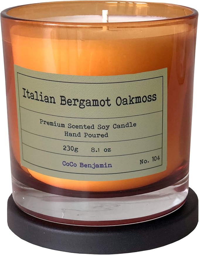 100% Soy, Highly Scented, Hand Poured Soy Candle (Italian Bergamot Oakmoss)