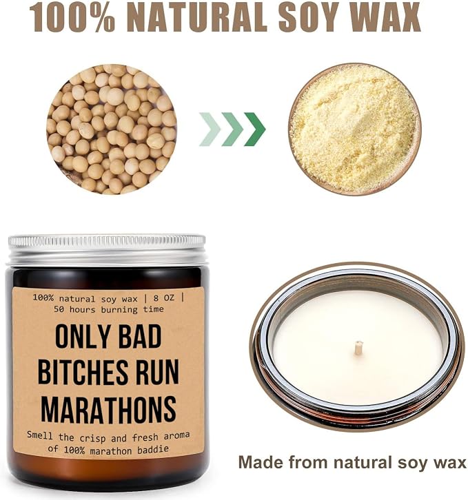Only Bad Bitches Run Marathons Candle - Gift for Marathon Runner - Marathon Gift Candle - Marathon Girl Gift - Gift for Him Her