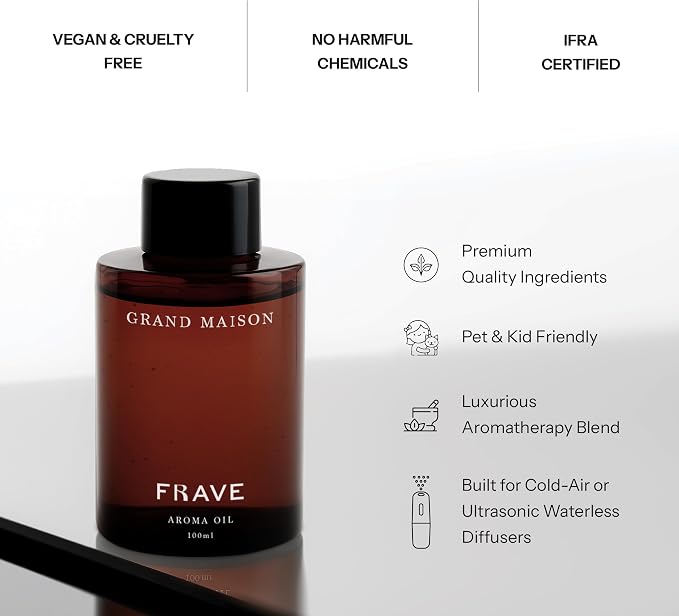 Grand Maison Hotel Diffuser Oil 100ml, 3.38 oz Aroma Oil, Scent Inspired by World’s Most Prestigious Grand Hotels, Aromatherapy Refill Fragrance for Waterless Cold Air Diffusers, Home, Office