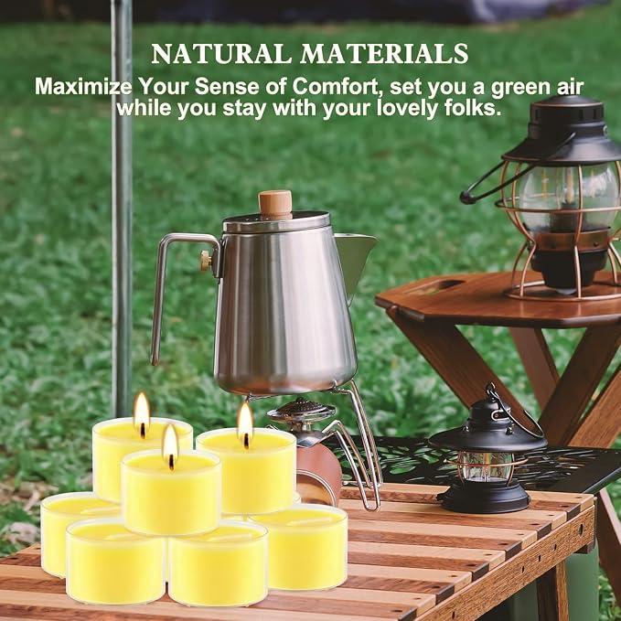 Fclayvts 8-Hour 100 Pack Citronella Tealight Candles, Outdoor and Indoor Summer Scented Candle,Natural Soy Wax Candle for Home Patio Garden Yard Balcony,BBQ Birthday Emergency