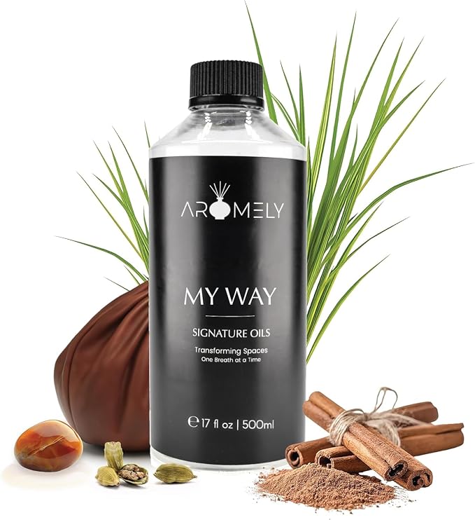 My Way Diffuser Oil Blend | Luxury Home Fragrance Oil for Diffusers | Inspired by 1 Hotel | Signature Scent with Notes of Leather, Cardamom, Lemon, Cedarwood, Iris & Amber | 500ml