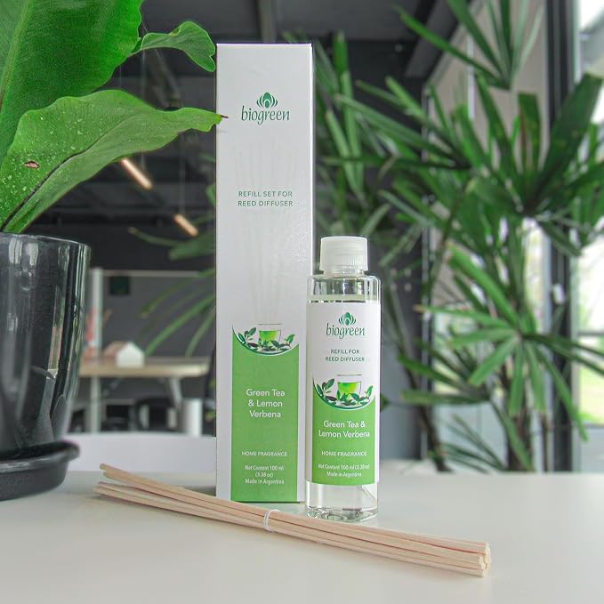 Biogreen Refill for Reed Diffuser – Green Tea & Lemon Verbena – 3.38 fl oz