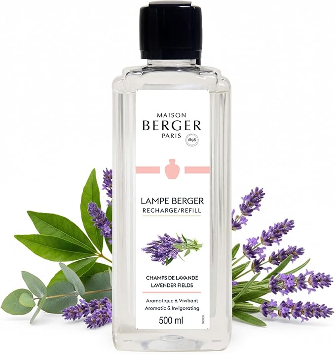 MAISON BERGER Lampe Berger Refill, 500 ml, Lavender Fields | Catalytic Lamp Fragrance Refill, Helps Neutralize Odors, ~80 h Fragrance Diffusion, Made in France