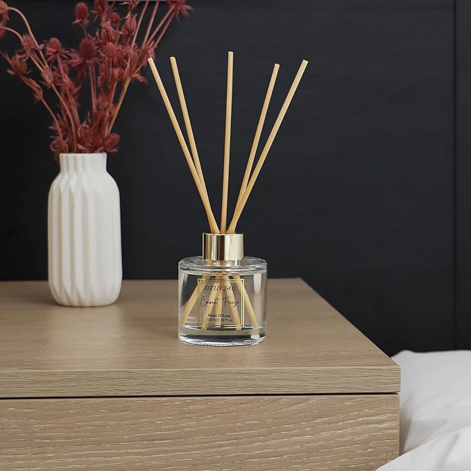 100ml Scent Diffuser with 6 Fiber Sticks, 3.5 oz Reed Diffuser Set Aromatherapy Fragrance Diffusers Air Fresheners for Home Bedroom Bathroom (Coconut)
