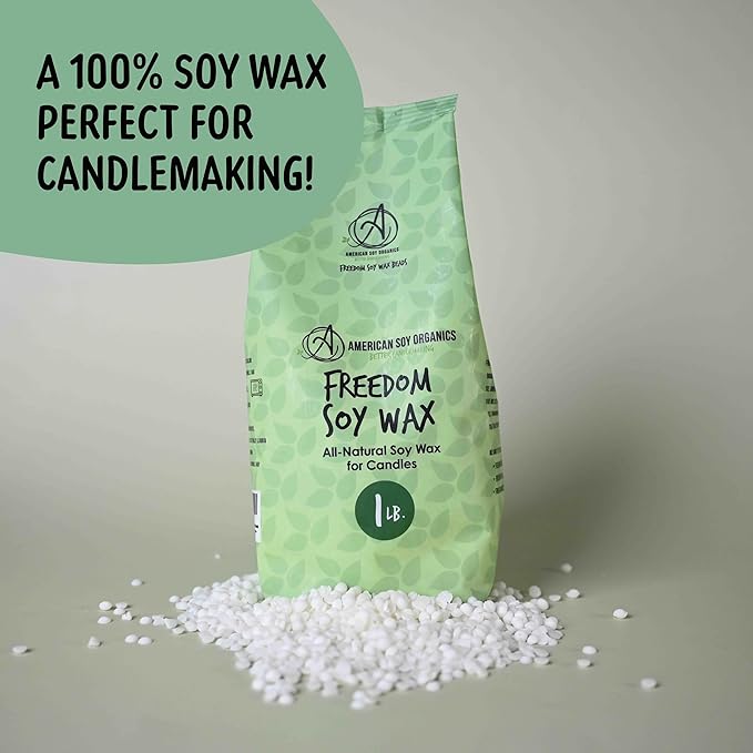 American Soy Organics - 1 lb Freedom Soy Wax Beads for Candle Making - Microwavable Wax Beads - Premium Candle Making Supplies