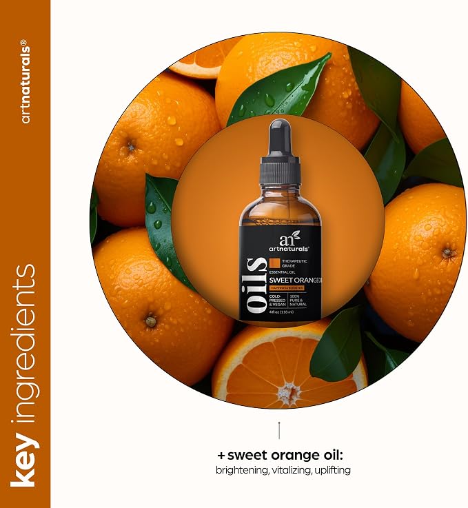 artnaturals Sweet Orange Essential Oil (4.0 Fl Oz / 118ml)- 100% Pure Undiluted Citrus Oil - Glass Bottle w/Dropper