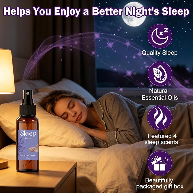 SCENTORINI Sleep Spray, 10.14 oz Calming Lavender Spray for Sleep, Lavender Essential Oil, 4 Pack Relaxing Aromatherapy Pillow Mist for Bedding Fabric, Room Spray Air Freshener