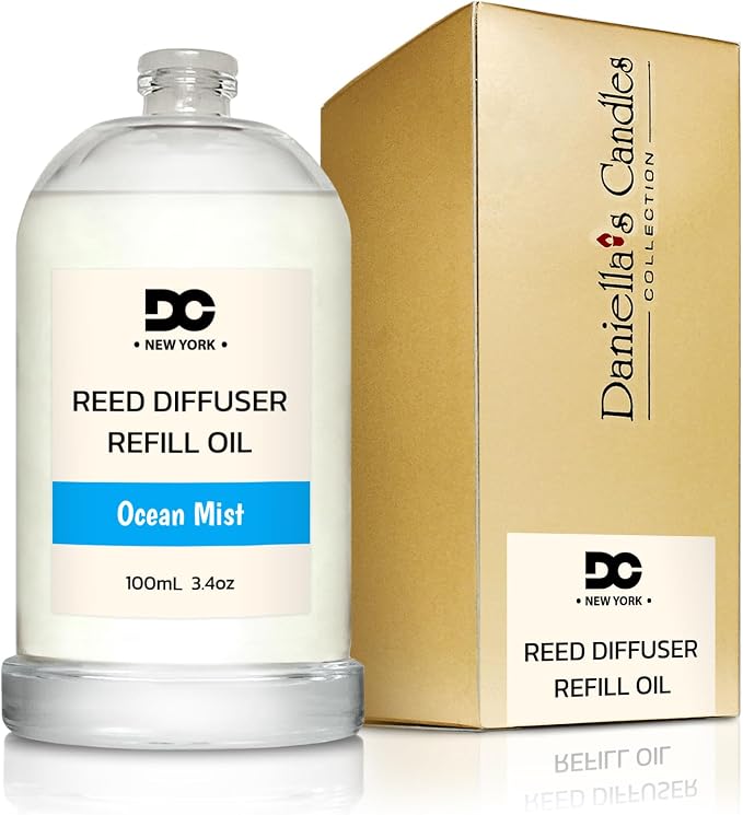 Daniella's Candles Ocean Mist Reed Diffuser Refill Oil, 3.4oz/100ml, Premium Fragrance Oil, Home Fragrance, Oil for Reed Diffusers, Long Lasting