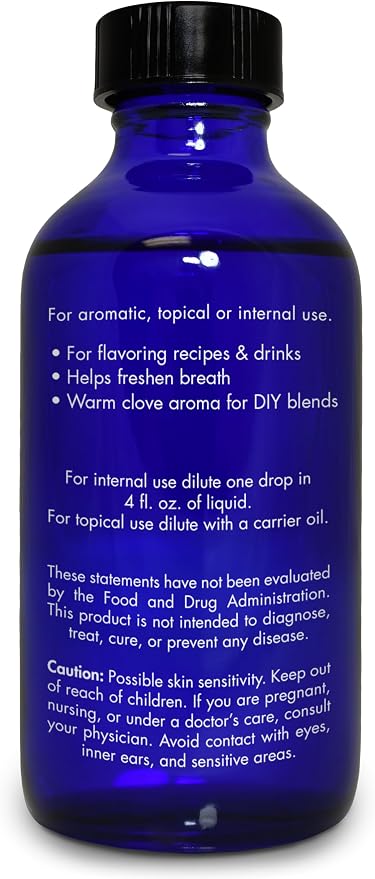 Clove Oil, Food Grade – 100% Pure, Clove, Bud, Essential, Oil, by Zongle Therapeutics, 4 OZ