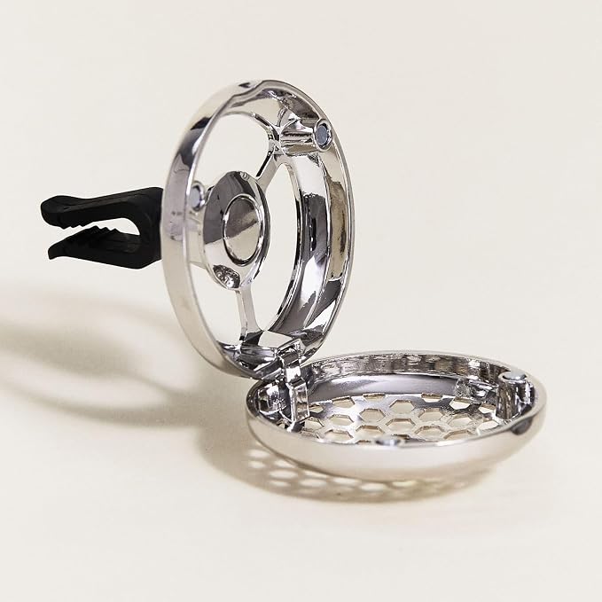 MAISON BERGER Car Diffuser, Honeycomb Chrome, No Refill Included | Refillable Vent Clip Diffuser, Holder Only, Ceramic Refill Sold Separately, Passive Diffusion, Made in France