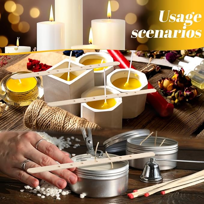 100 Pieces Wooden Candle Wick Holders for Candle Making Candle Wick Centering Devices, DIY Candle Making Tools (7 Inch, 7 Holes)