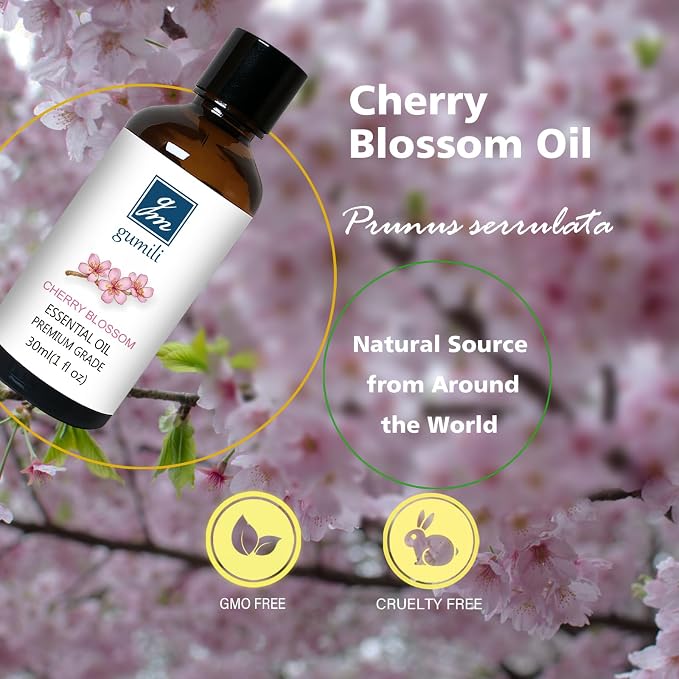 GM Gumili Cherry Blossom Essential Oil, Home Fragrance Oil, Scent Oils for Candle Making, Soap, Dryer Balls, Diffusers, Laundry, Slime -1 oz /30ml