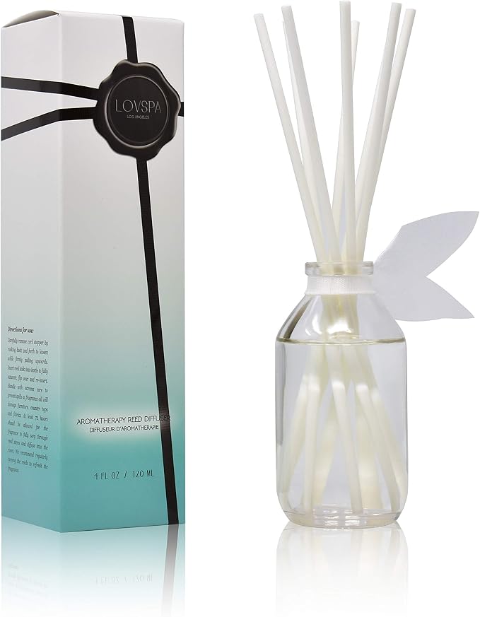 Summer Linen Diffuser Set, Guest Bathroom, Home Fragrance, Spa Scent | Fresh soft cotton, white peach, and clean lavender profile, decorative glass bottle, powder room, entryway, office shelf