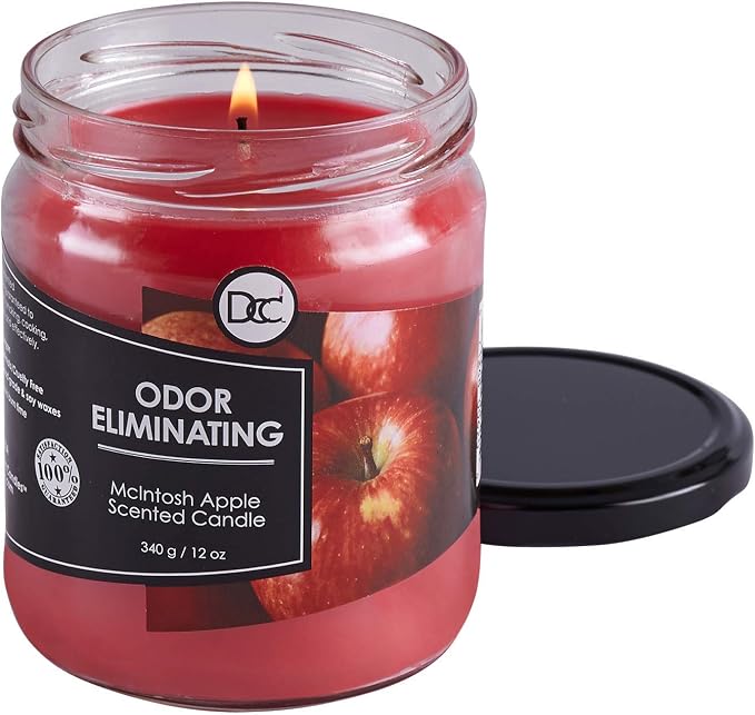 Mcintosh Apple Odor Eliminating Highly Fragranced Candle - Eliminates 95% of Pet, Smoke, Food, and Other Smells Quickly - Up to 80 Hour Burn time - 12 Ounce Premium Soy Blend