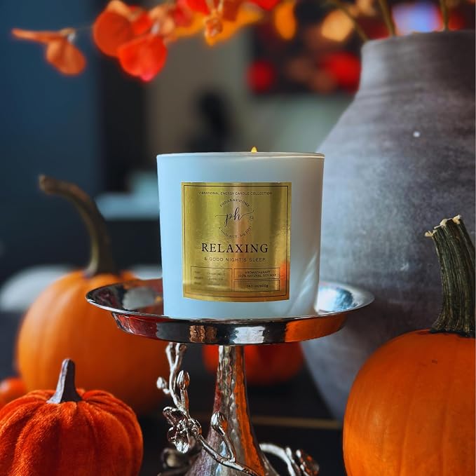Extra Large Candle – Relaxing & A Good Night’s Sleep | Hand Poured Soy Candle with Chamomile, Lavender & Jasmine | 14.1 0z (400 g) 60 Hours Vegan, Clean Burn | Gift for Sleep & Calm