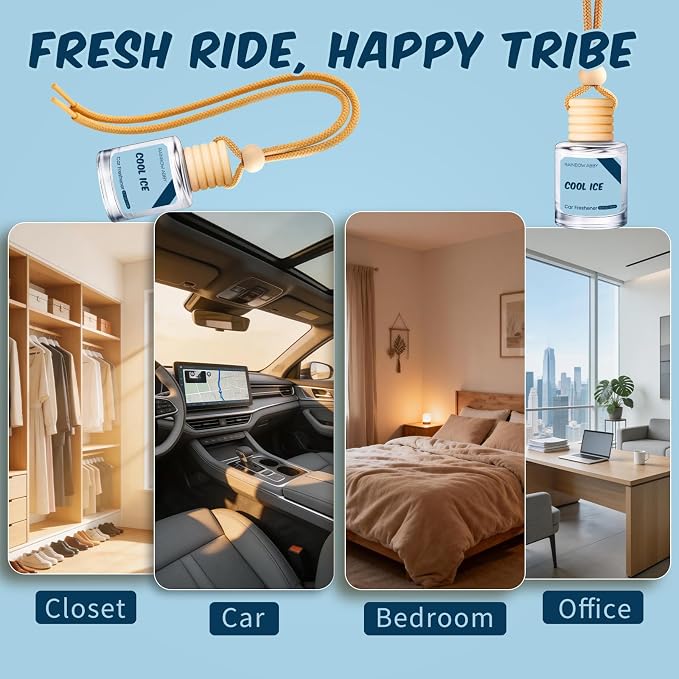 RAINBOW ABBY Car Air Freshener Hanging, Cool Ice Fragrance Oil