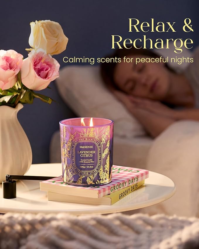M&SENSE Rose Garden Soy Candle, Romantic Date Night Summer Gift | Fresh Cut Rose Scent, 55H Clean Soy Wax Slow Burning, Air Purifying Rooms, Reusable Vase Jar for Women's Table Centerpiece
