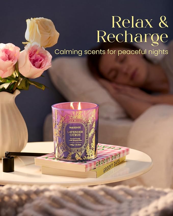 M&SENSE Mango Green Tea Soy Candle, Bathub Spa Relax Gift | Tropical Spa Atmosphere, Clean Soy Wax Long Burning for Bathtub, Summer Refresh For Rooms, Reusable Golden Stamped Jar