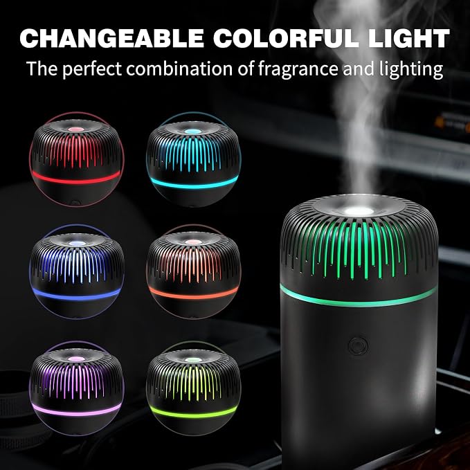 Car Humidifier Aromatherapy Essential Oil Diffuser USB Mist Mini Portable for Home Office Bedroom, 100ML, Black