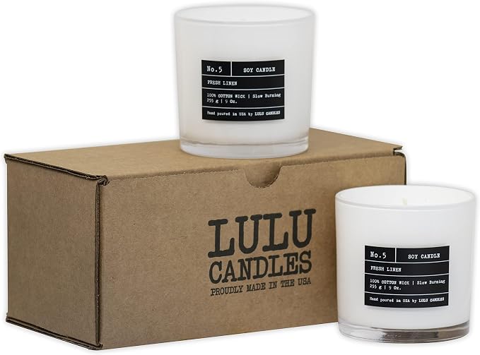 Lulu Candles | White Jasmine & Green Tea | Luxury Scented Soy Jar Candle | Hand Poured in The USA | Highly Scented & Long Lasting (9 Oz. 2 Pack)
