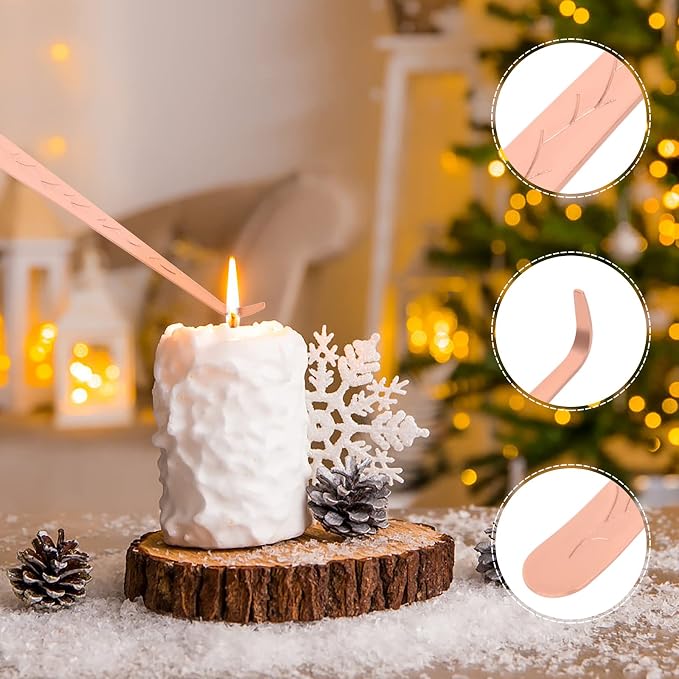 3PCS Stainless Steel Candle Snuffer Extinguisher Candle Wick Trimmer Accessory Set - Rose Gold