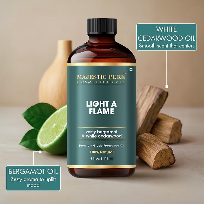 MAJESTIC PURE Zesty Bergamot & White Cedarwood Premium Oil | 100% Natural | Used in Diffuers, DIY, Self Care | 4 fl oz
