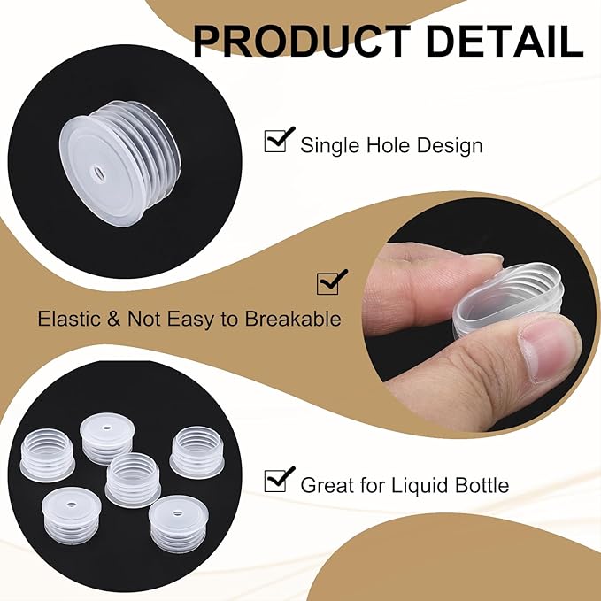 PATIKIL Bottle Adapter 0.94"/24mm Press in Plugs Clear 25Pcs, 0.17" Hole | for Oral Dispenser Liquid Oil Plastic Glass Bottles Stopper