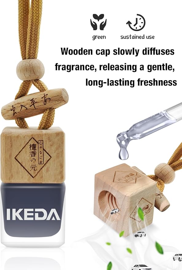 Ikeda Car Air Freshener: Hanging Car Smell Air Freshener | 10ml Hanging Car Perfume | Long Lasting Fragrance | Strong Scents Diffuser for Auto Home (New Car|Square)