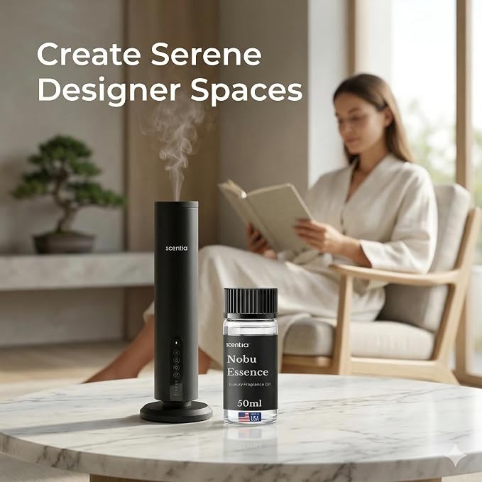 Scentia Nobu Essence Hotel Scent Diffuser Oil – Luxury Fragrance Inspired by Nobu Hotel – 50 mL – Jasmine, Lily & Sandalwood Essential Oil Blend for Home, Office & Aromatherapy Diffusers, Made in USA