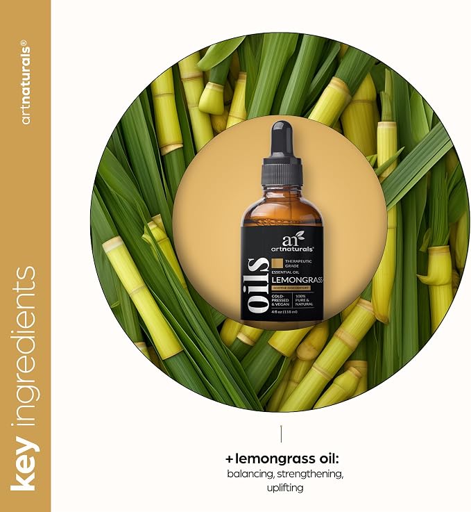 artnaturals Lemongrass Essential Oil (4.0 Fl Oz / 118ml)- 100% Pure Therapeutic Grade - Premium Undiluted Lemon Grass Oil - for Diffuser - Aromatherapy